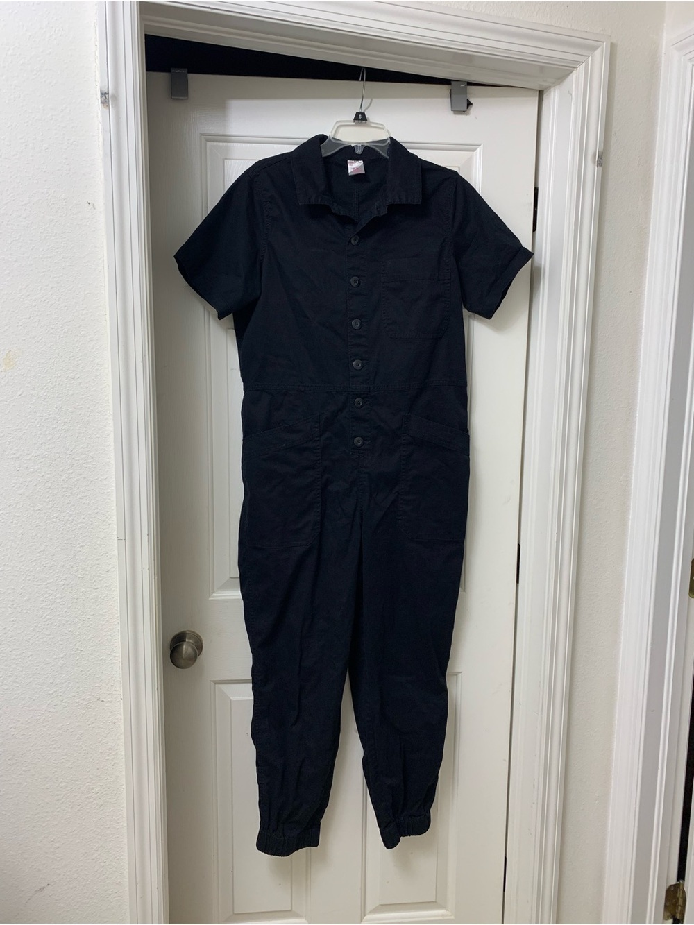 No Boundaries Black Short-Sleeve Button-Front Jumpsuit